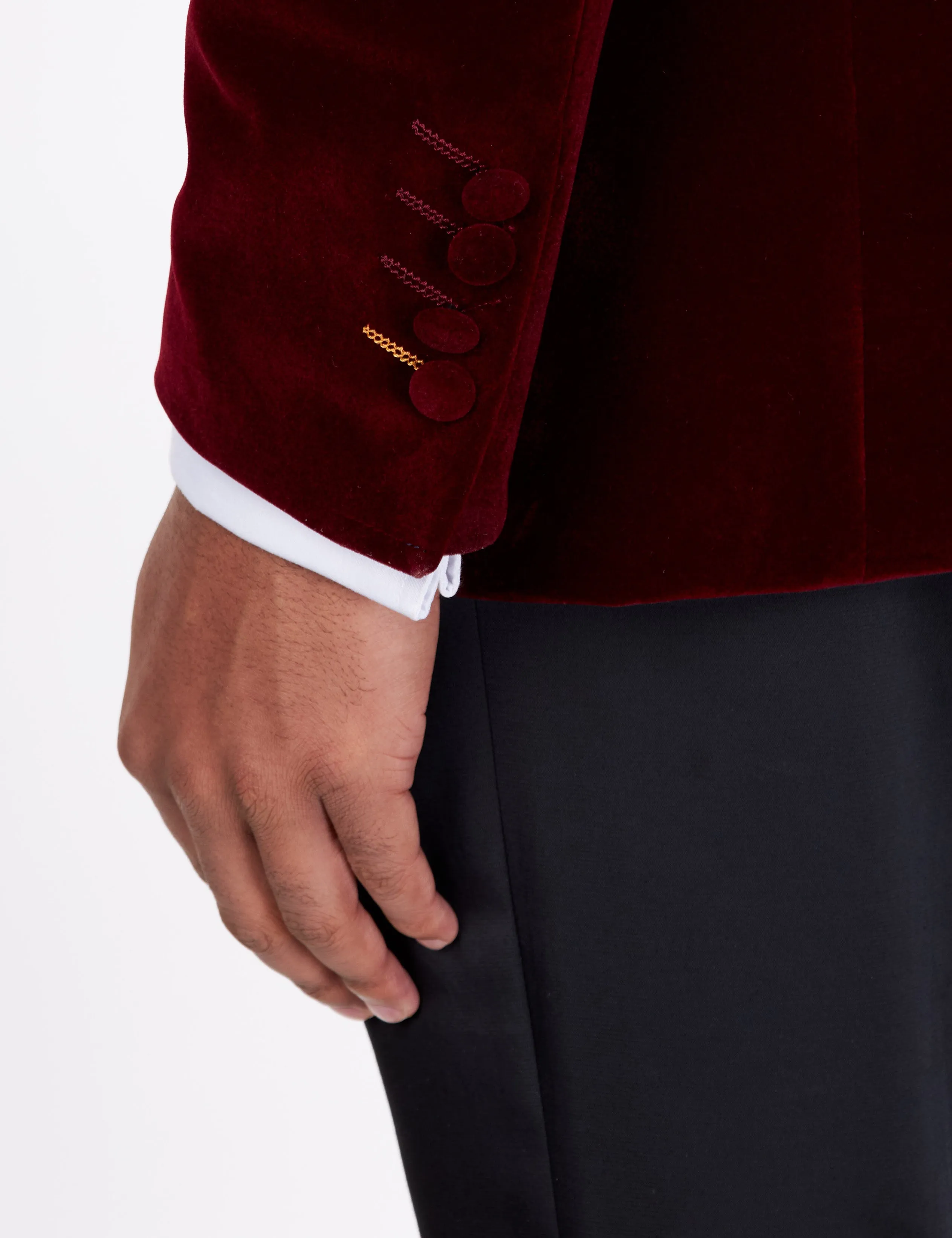 STAN – BURGUNDY VELVET TUXEDO SMOKING JACKET