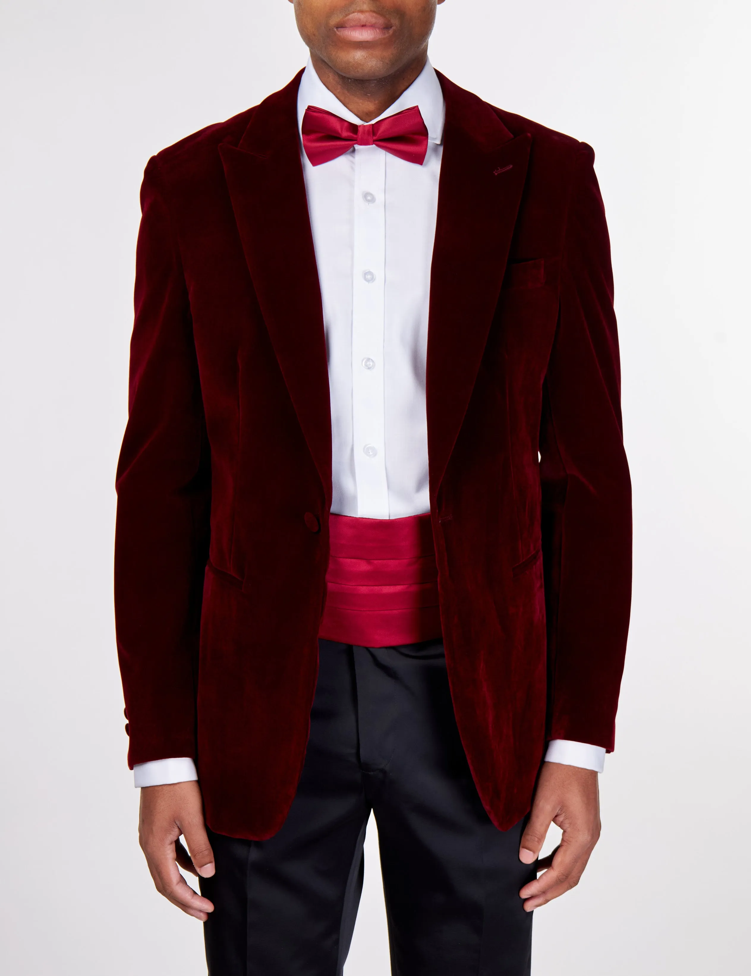 STAN – BURGUNDY VELVET TUXEDO SMOKING JACKET