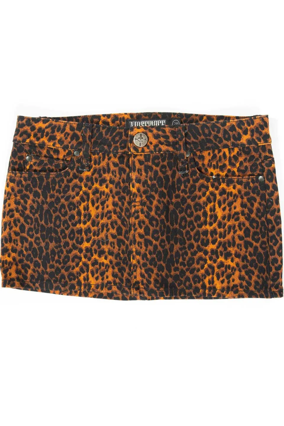 Vintage Leopard Short Jean Skirt