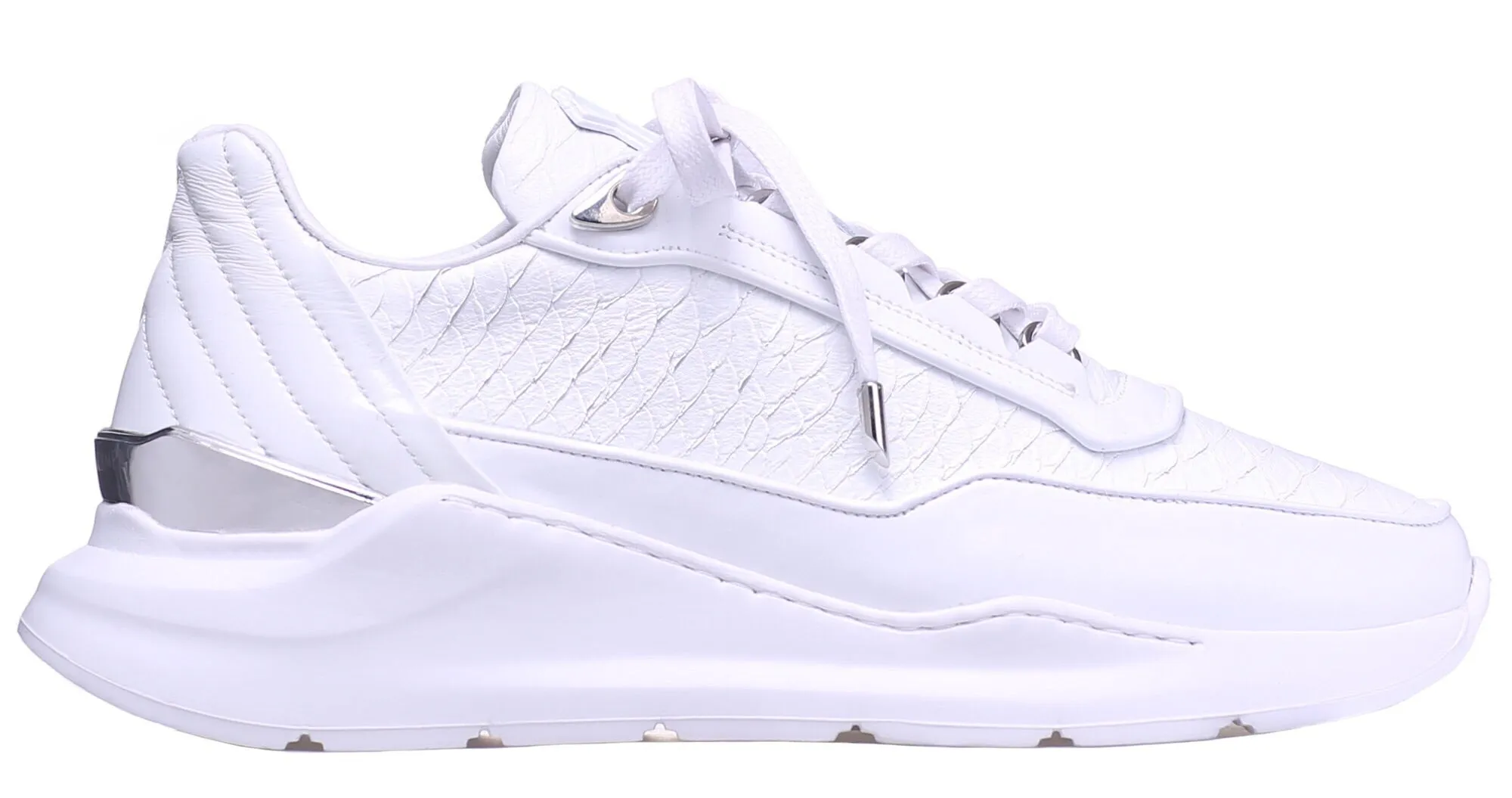 Women's Low-Top BNJ HECTOR RUNNER ALL WHITE PYTHON CUT NAPPA